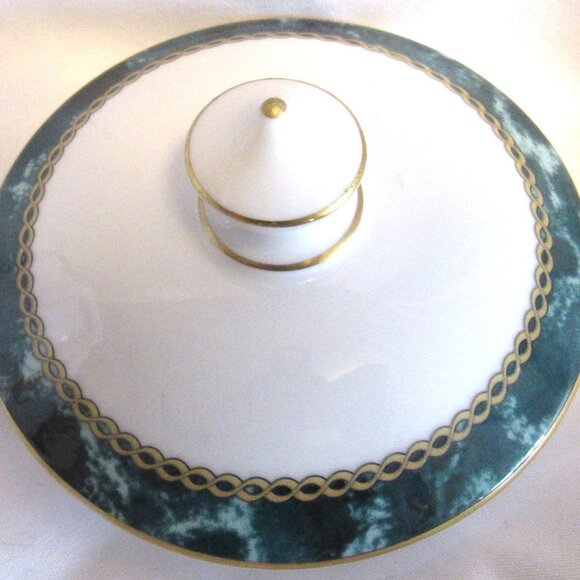 Royal Worcester Medici Green Covered Sugar Bowl and Lid Made in England J122 - Picture 4 of 5